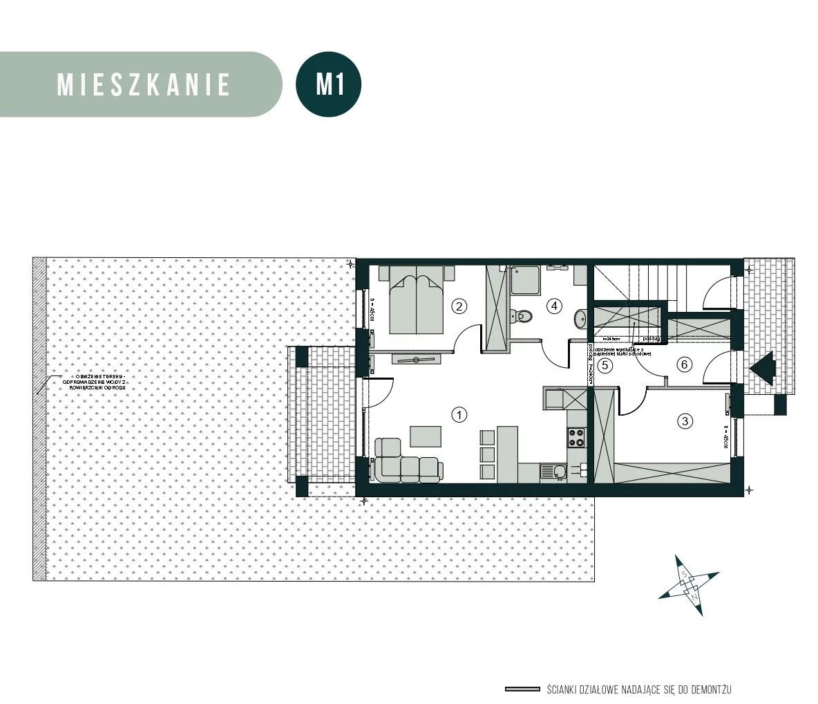 Mieszkanie 60,22 m², parter, oferta nr M1, Aleja Wiśniowa Pogórze, Pogórze, ul. Feliksa Dorsza